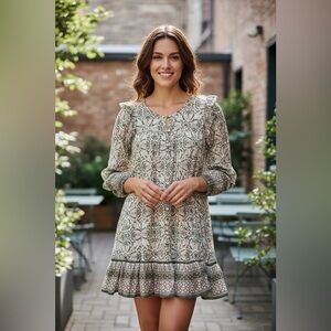 Cleobella Magdalena Midi Dress XS Green Floral Bohemian Cottagecore